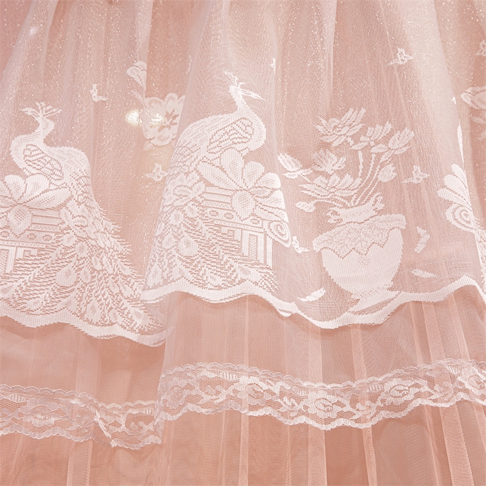 91家纺网 家纺一手货源 找家纺 舞夜盛世 2026新款圆顶吊床款唯美浪漫双层小花边蚊帐 Y-01-玉色