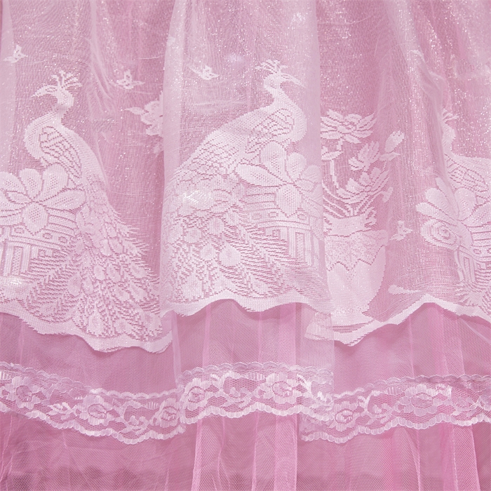 91家纺网 家纺一手货源 找家纺 舞夜盛世 2026新款圆顶吊床款唯美浪漫双层小花边蚊帐 Y-01-粉色