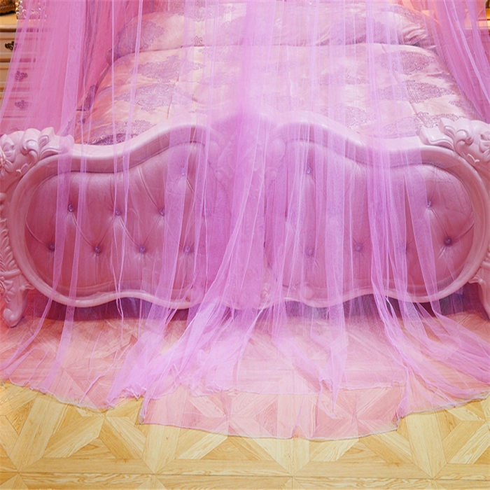 91家纺网 家纺一手货源 找家纺 舞夜盛世 2026新款圆顶吊床款唯美浪漫双层小花边蚊帐 七彩曼舞-粉色