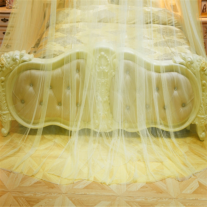 91家纺网 家纺一手货源 找家纺 舞夜盛世 2026新款圆顶吊床款唯美浪漫双层小花边蚊帐 七彩曼舞-黄色