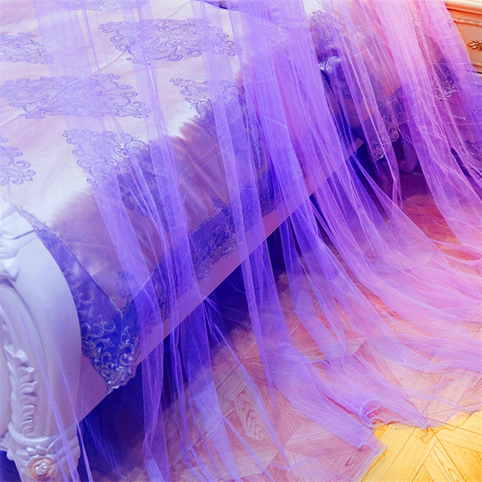 91家纺网 家纺一手货源 找家纺 舞夜盛世 2026新款圆顶吊床款唯美浪漫双层小花边蚊帐 七彩曼舞-紫色