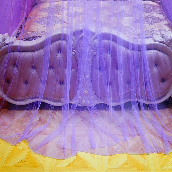 91家纺网 家纺一手货源 找家纺 舞夜盛世 2026新款圆顶吊床款唯美浪漫双层小花边蚊帐 七彩曼舞-紫色