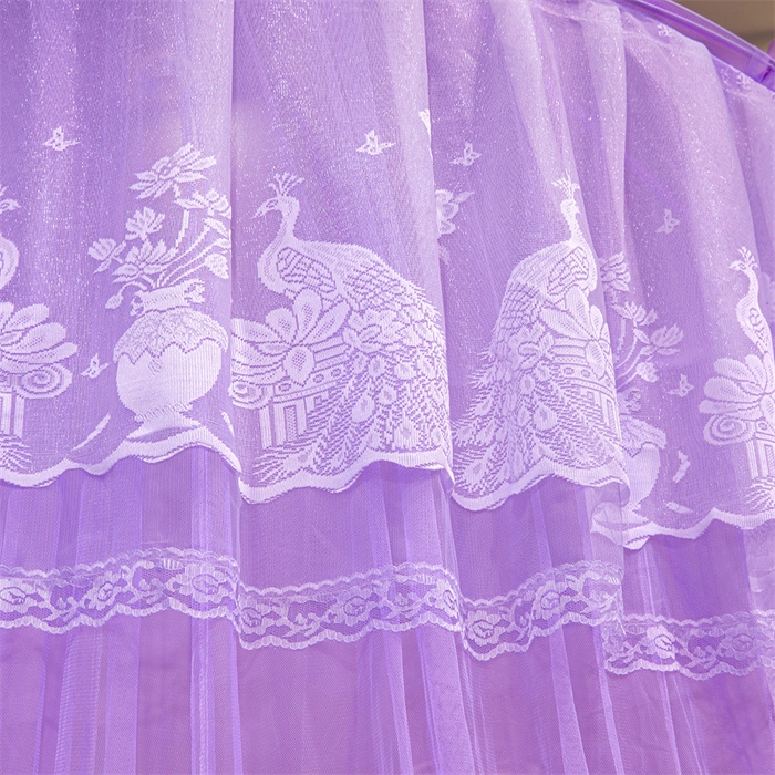 91家纺网 家纺一手货源 找家纺 舞夜盛世 2026新款圆顶吊床款唯美浪漫双层小花边蚊帐 Y-01-紫色