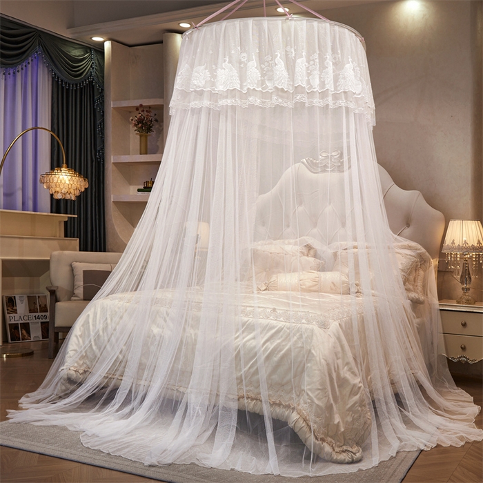 91家纺网 家纺一手货源 找家纺 （总）舞夜盛世 2026新款圆顶吊床款唯美浪漫双层小花边蚊帐