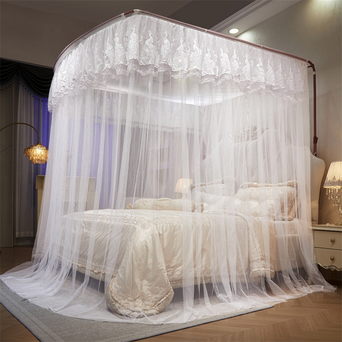 91家纺网 家纺一手货源 找家纺 （总）舞夜盛世 2026新款优雅生活U型钓鱼竿伸缩蚊帐-S-01