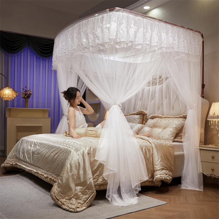 91家纺网 家纺一手货源 找家纺 （总）舞夜盛世 2026新款优雅生活U型钓鱼竿伸缩蚊帐-S-01