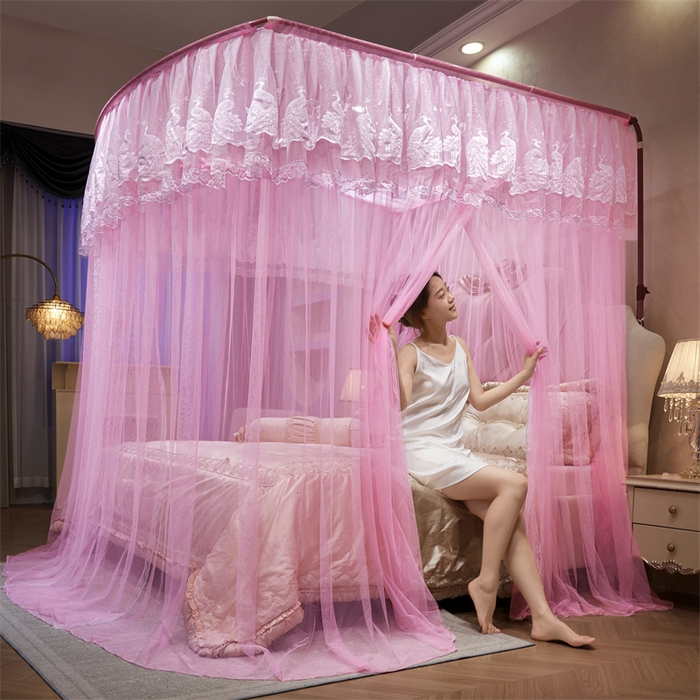 91家纺网 家纺一手货源 找家纺 （总）舞夜盛世 2026新款优雅生活U型钓鱼竿伸缩蚊帐-S-01