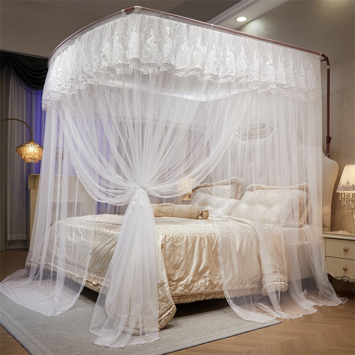 91家纺网 家纺一手货源 找家纺 舞夜盛世 2026新款优雅生活U型钓鱼竿伸缩蚊帐-S-01 S-01-白色