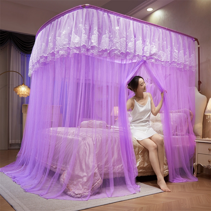 舞夜盛世 2026新款优雅生活U型钓鱼竿伸缩蚊帐-S-01 S-01-紫色