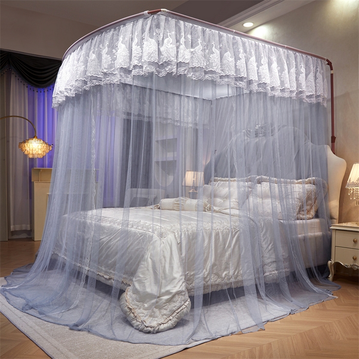 91家纺网 家纺一手货源 找家纺 舞夜盛世 2026新款优雅生活U型钓鱼竿伸缩蚊帐-S-01 S-01-灰色