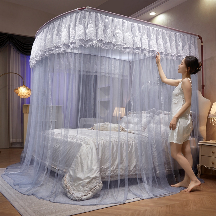 91家纺网 家纺一手货源 找家纺 舞夜盛世 2026新款优雅生活U型钓鱼竿伸缩蚊帐-S-01 S-01-灰色