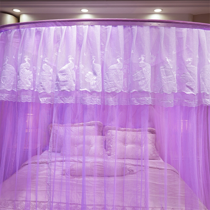 91家纺网 家纺一手货源 找家纺 舞夜盛世 2026新款优雅生活U型钓鱼竿伸缩蚊帐-S-01 S-01-紫色