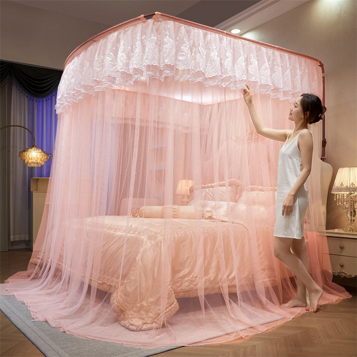 91家纺网 家纺一手货源 找家纺 舞夜盛世 2026新款优雅生活U型钓鱼竿伸缩蚊帐-S-01 S-01-玉色