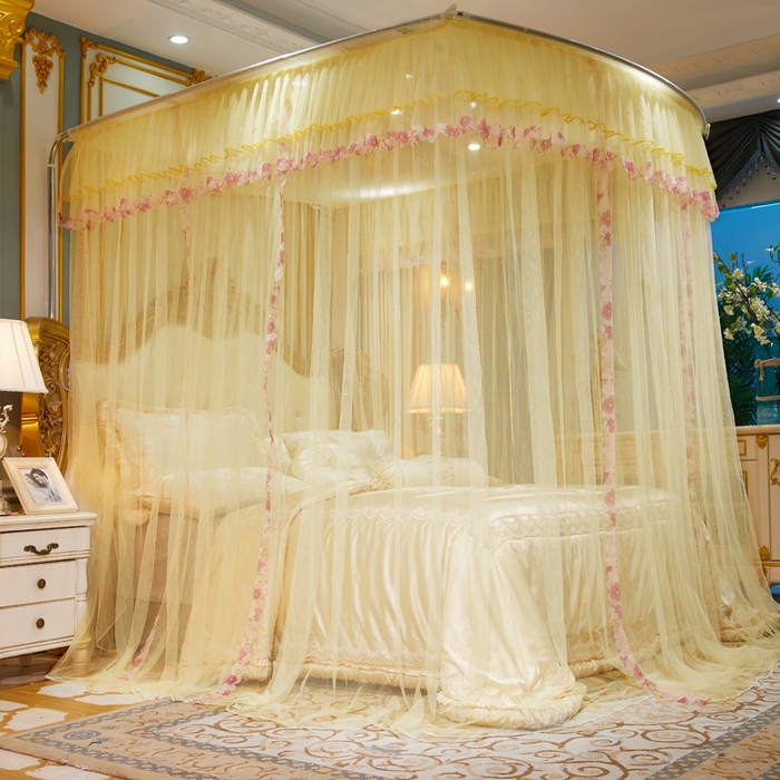 91家纺网 家纺一手货源 找家纺 （总）舞夜盛世 2026新款U型蚊帐伸缩蚊帐落地宫廷蚊帐加厚烤漆支架-全年有货-闭月羞花