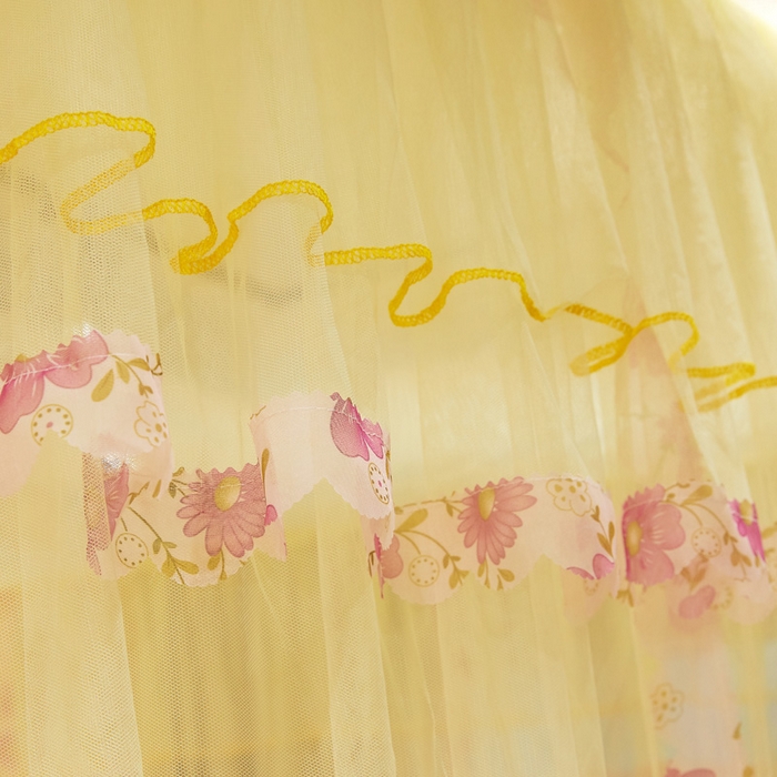 91家纺网 家纺一手货源 找家纺 舞夜盛世 2026新款U型蚊帐伸缩蚊帐落地宫廷蚊帐加厚烤漆支架-全年有货-闭月羞花 闭月羞花-黄色