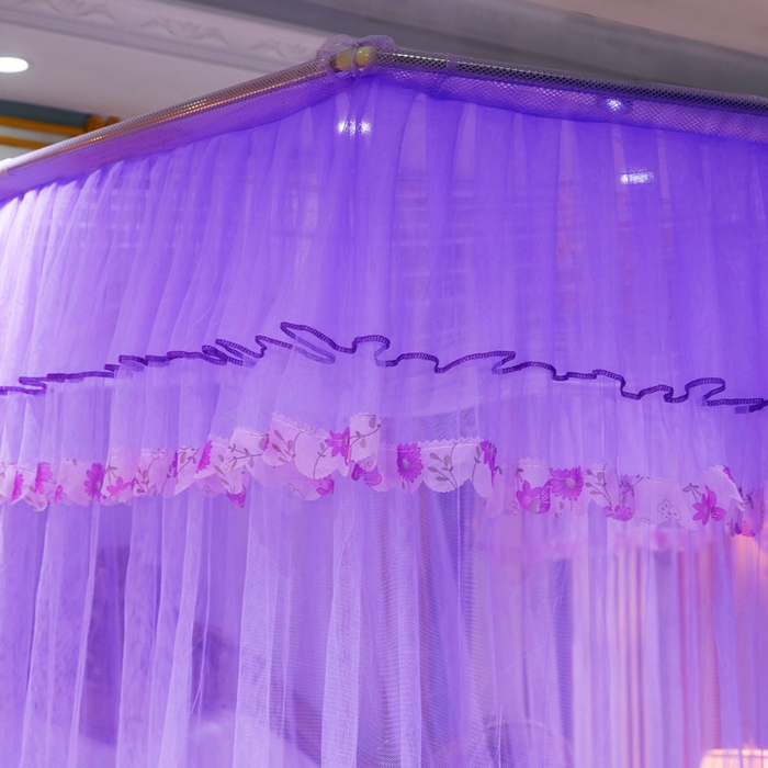 91家纺网 家纺一手货源 找家纺 舞夜盛世 2026新款U型蚊帐伸缩蚊帐落地宫廷蚊帐加厚烤漆支架-全年有货-闭月羞花 闭月羞花-紫色