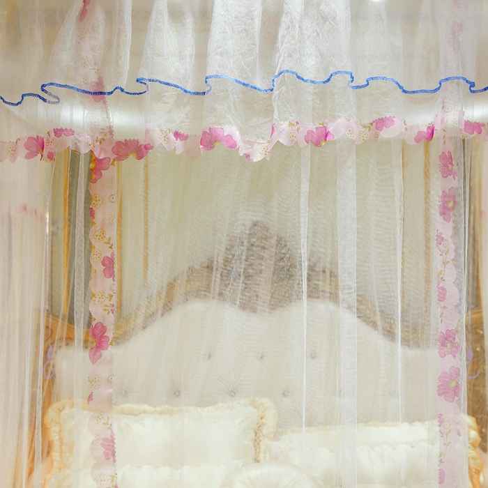 91家纺网 家纺一手货源 找家纺 舞夜盛世 2026新款U型蚊帐伸缩蚊帐落地宫廷蚊帐加厚烤漆支架-全年有货-闭月羞花 闭月羞花-白色