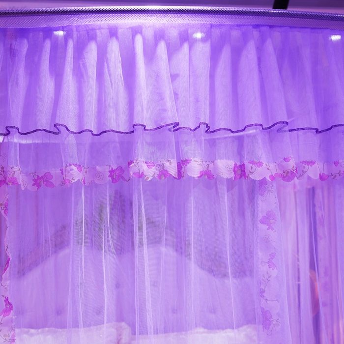 91家纺网 家纺一手货源 找家纺 舞夜盛世 2026新款U型蚊帐伸缩蚊帐落地宫廷蚊帐加厚烤漆支架-全年有货-闭月羞花 闭月羞花-紫色