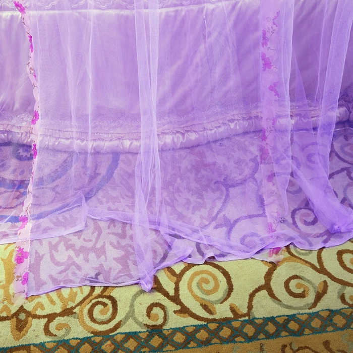 91家纺网 家纺一手货源 找家纺 舞夜盛世 2026新款U型蚊帐伸缩蚊帐落地宫廷蚊帐加厚烤漆支架-全年有货-闭月羞花 闭月羞花-紫色