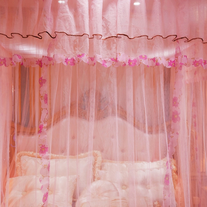 91家纺网 家纺一手货源 找家纺 舞夜盛世 2026新款U型蚊帐伸缩蚊帐落地宫廷蚊帐加厚烤漆支架-全年有货-闭月羞花 闭月羞花-玉色