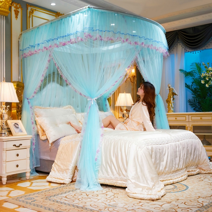 91家纺网 家纺一手货源 找家纺 舞夜盛世 2026新款U型蚊帐伸缩蚊帐落地宫廷蚊帐加厚烤漆支架-全年有货-闭月羞花 闭月羞花-水绿