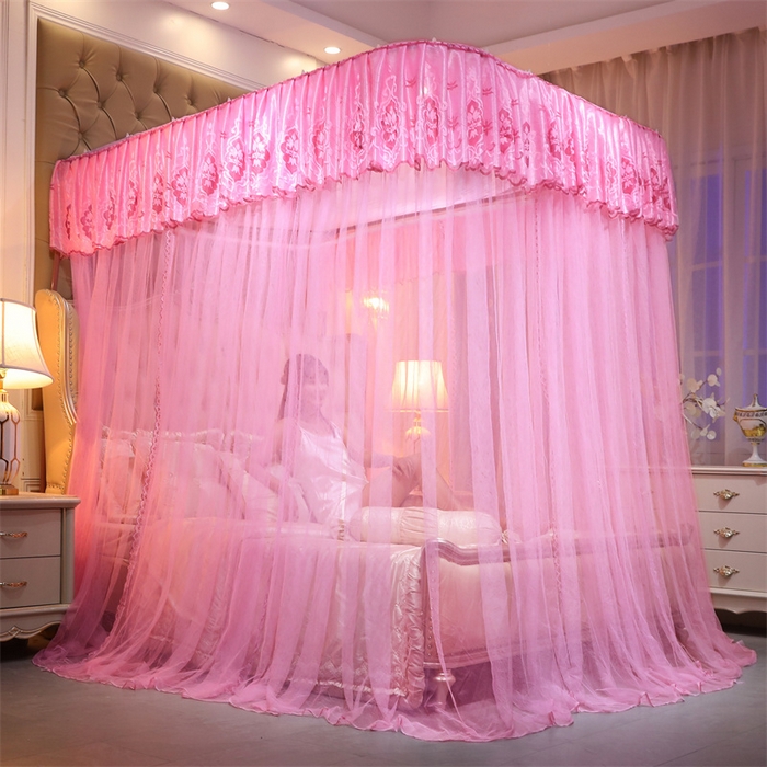 91家纺网 家纺一手货源 找家纺 舞夜盛世 2026新款全新升级欧式导轨宫廷蚊帐-盛世流光 盛世流光-粉