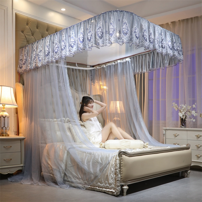 91家纺网 家纺一手货源 找家纺 舞夜盛世 2026新款全新升级欧式导轨宫廷蚊帐-盛世流光 盛世流光-灰