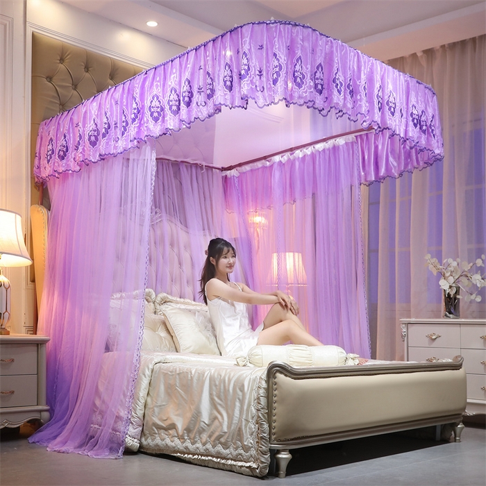 91家纺网 家纺一手货源 找家纺 舞夜盛世 2026新款全新升级欧式导轨宫廷蚊帐-盛世流光 盛世流光-紫