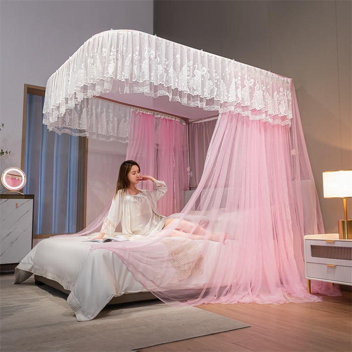 91家纺网 家纺一手货源 找家纺 舞夜盛世 2026新款镜花水月轨道蚊帐系列--图二 镜花水月-蜜桃粉