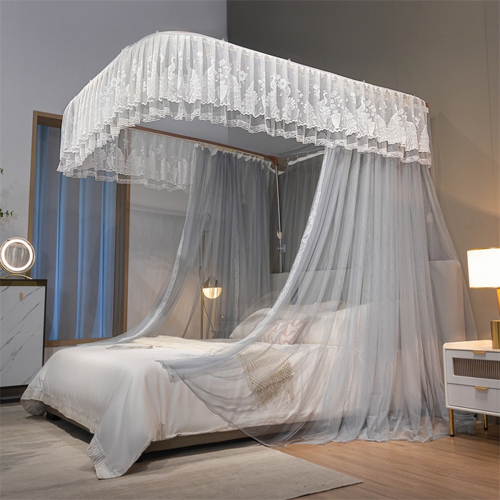 91家纺网 家纺一手货源 找家纺 舞夜盛世 2026新款镜花水月轨道蚊帐系列--图二 镜花水月-淡雅灰