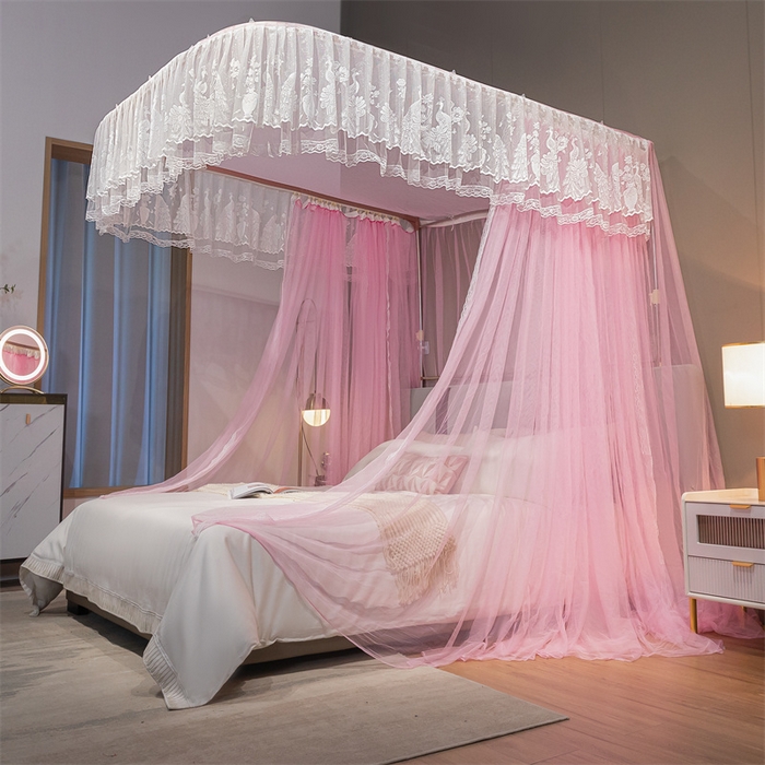91家纺网 家纺一手货源 找家纺 舞夜盛世 2026新款镜花水月轨道蚊帐系列--图二 镜花水月-蜜桃粉