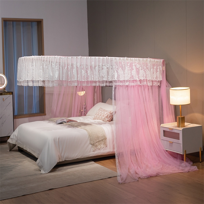 91家纺网 家纺一手货源 找家纺 舞夜盛世 2026新款镜花水月轨道蚊帐系列--图二 镜花水月-蜜桃粉
