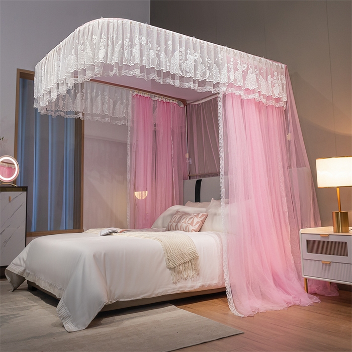 91家纺网 家纺一手货源 找家纺 舞夜盛世 2026新款镜花水月轨道蚊帐系列--图二 镜花水月-蜜桃粉