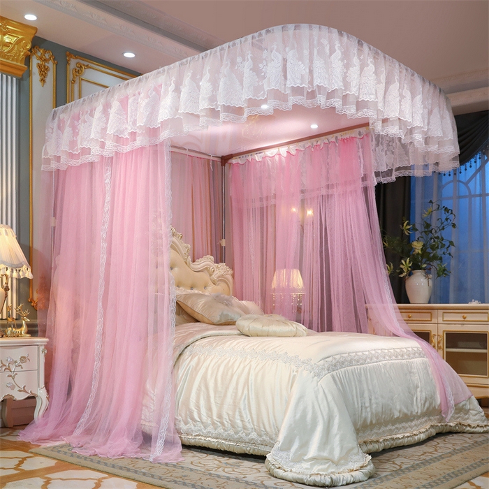 91家纺网 家纺一手货源 找家纺 舞夜盛世 2026新款镜花水月轨道蚊帐系列--图一 镜花水月-蜜桃粉