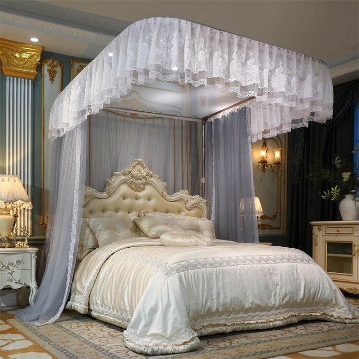 91家纺网 家纺一手货源 找家纺 舞夜盛世 2026新款镜花水月轨道蚊帐系列--图一 镜花水月-淡雅灰