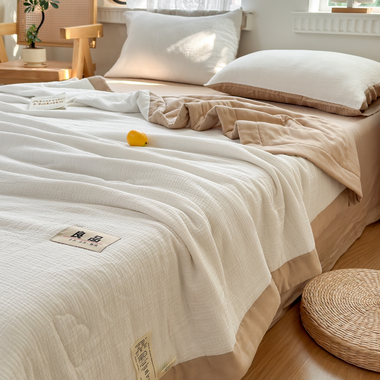 91家纺网 家纺一手货源 找家纺 （总）雯雨家纺 2026新款里外全棉皱皱纱棉花夏被夏凉被空调被