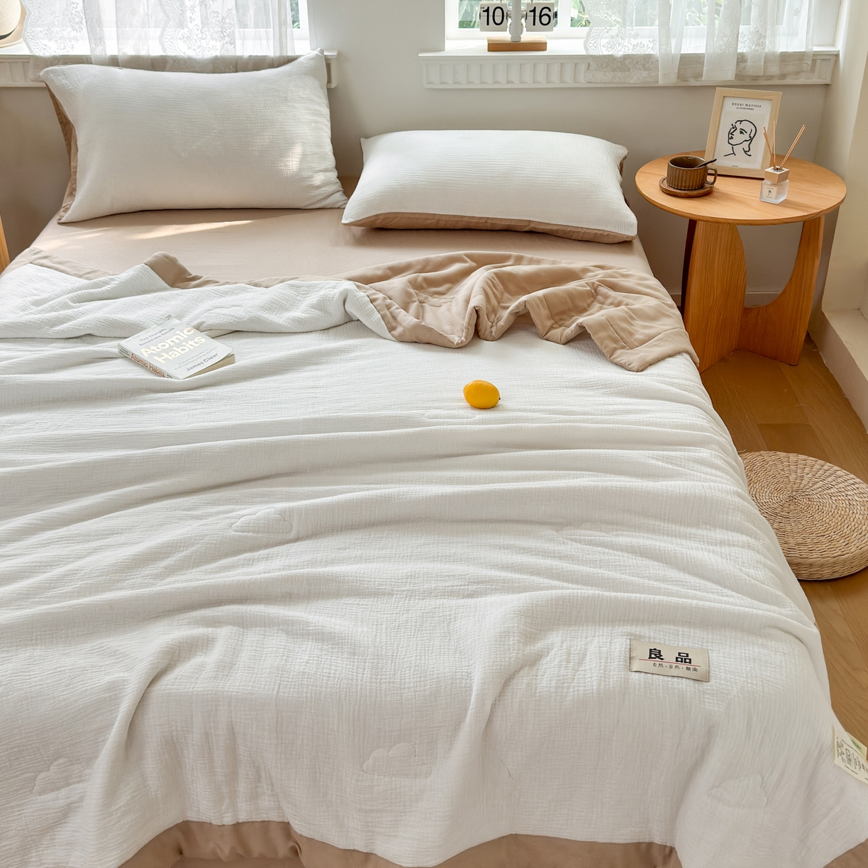 91家纺网 家纺一手货源 找家纺 雯雨家纺 2026新款里外全棉皱皱纱棉花夏被夏凉被空调被 全棉皱皱纱-本白