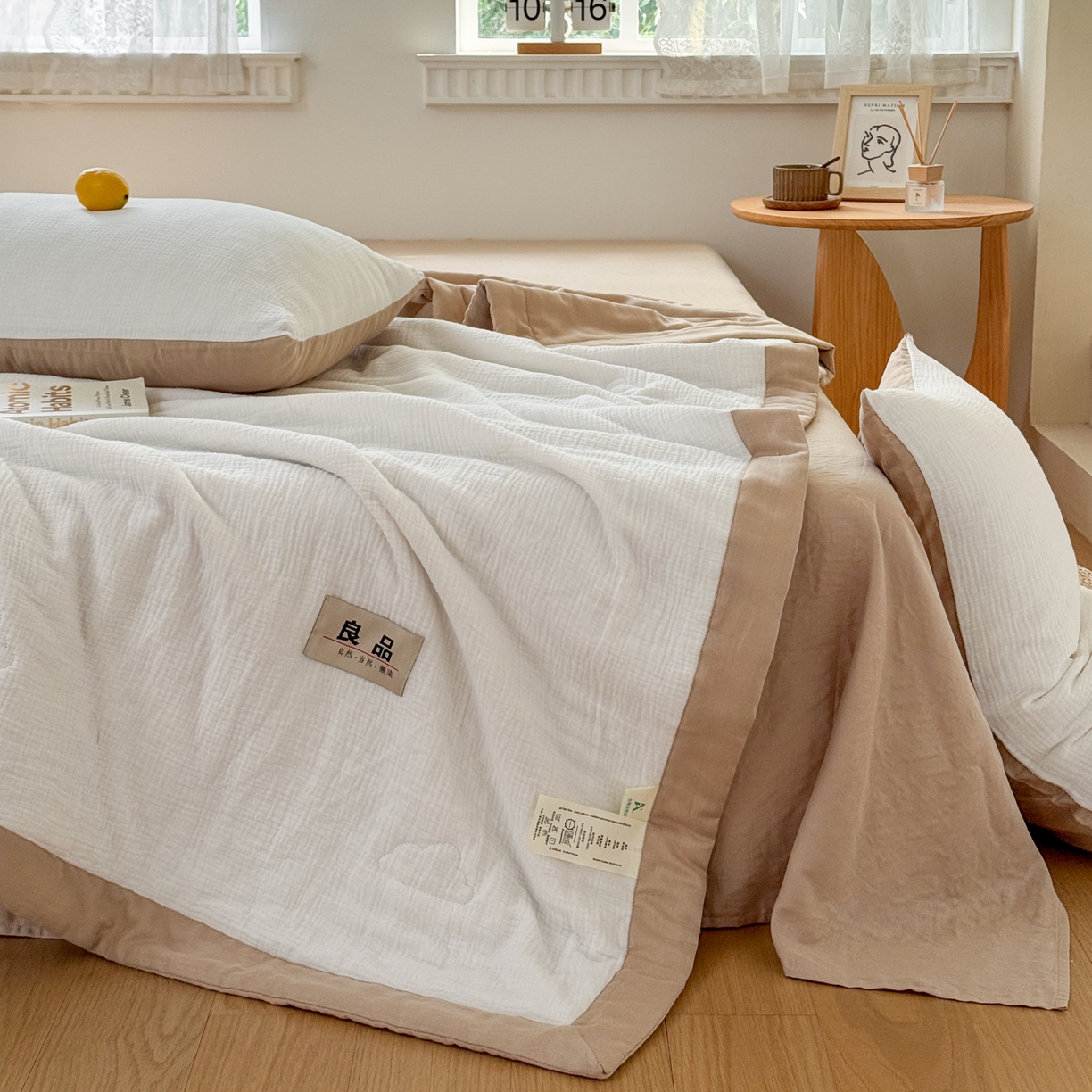 91家纺网 家纺一手货源 找家纺 雯雨家纺 2026新款里外全棉皱皱纱棉花夏被夏凉被空调被 全棉皱皱纱-本白