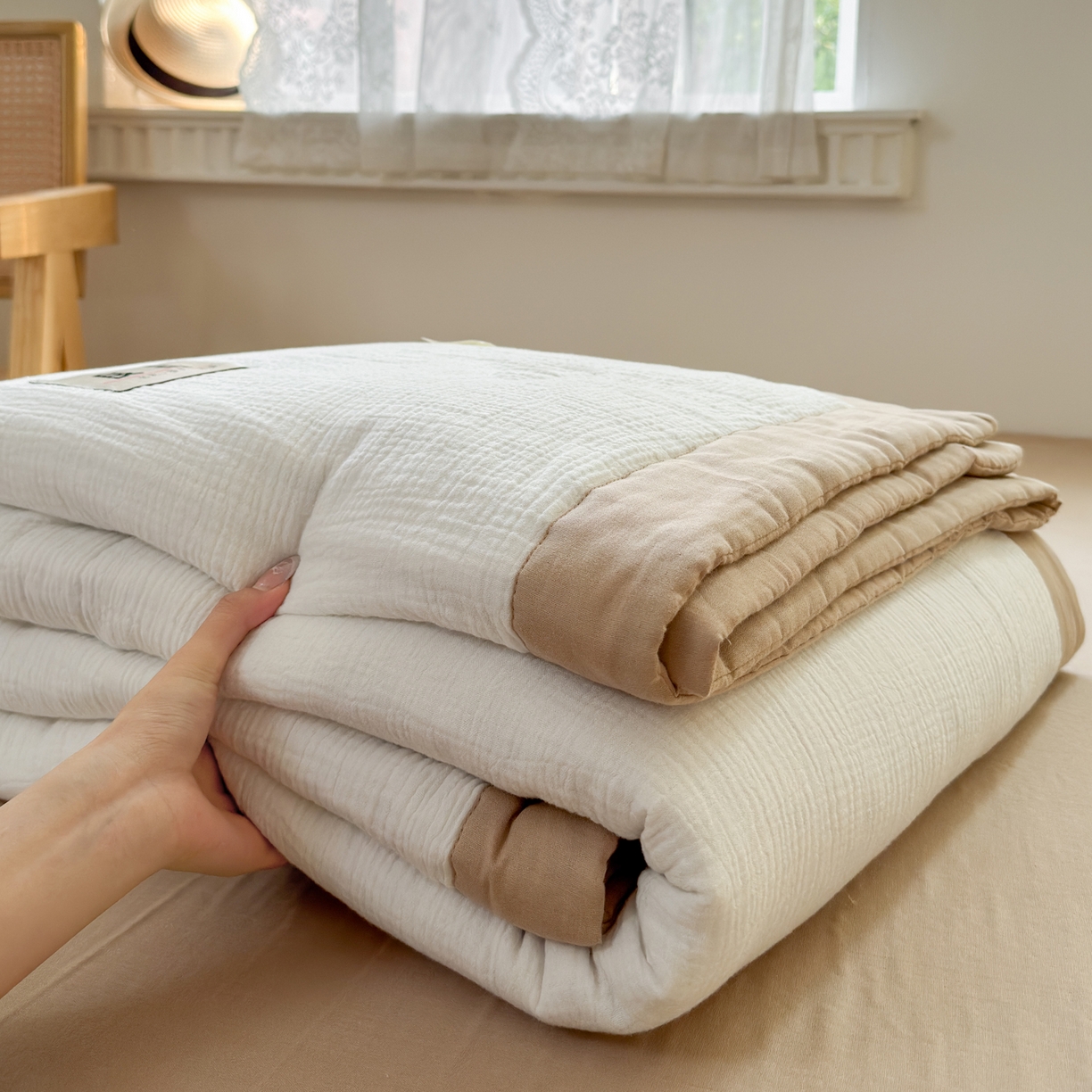 91家纺网 家纺一手货源 找家纺 （总）雯雨家纺 2026新款里外全棉皱皱纱棉花夏被夏凉被空调被