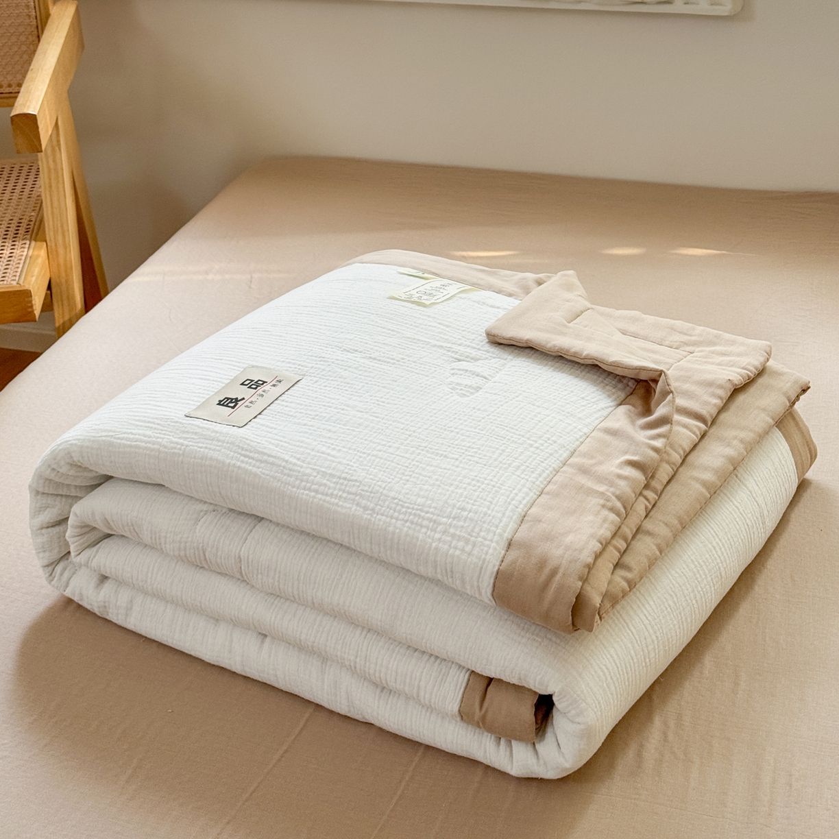 91家纺网 家纺一手货源 找家纺 （总）雯雨家纺 2026新款里外全棉皱皱纱棉花夏被夏凉被空调被