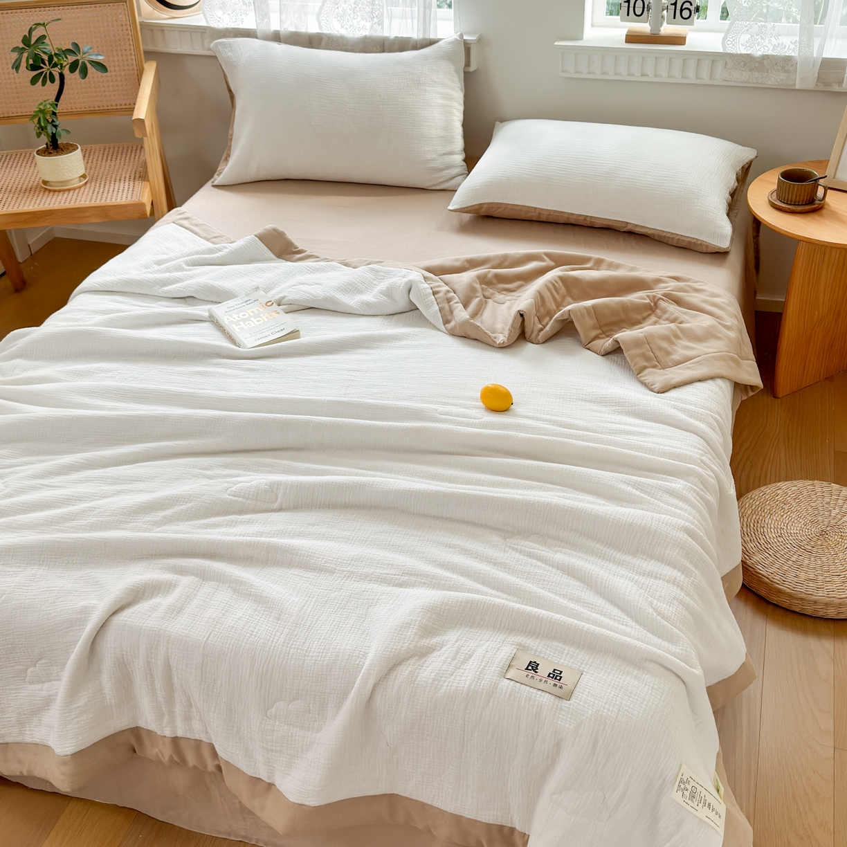 91家纺网 家纺一手货源 找家纺 雯雨家纺 2026新款里外全棉皱皱纱棉花夏被夏凉被空调被 全棉皱皱纱-本白