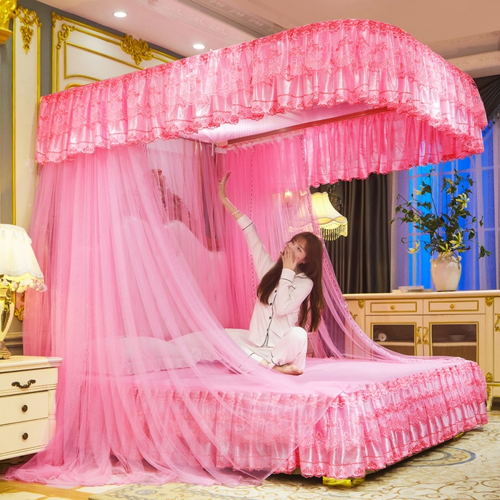 91家纺网 家纺一手货源 找家纺 （总）舞夜盛世 2026新款u型拉幕导轨蚊帐轨道蚊帐落地宫廷蚊帐—风华正茂