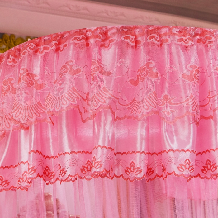 91家纺网 家纺一手货源 找家纺 舞夜盛世 2026新款u型拉幕导轨蚊帐轨道蚊帐落地宫廷蚊帐—风华正茂 风华正茂-粉色