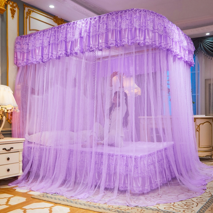 91家纺网 家纺一手货源 找家纺 舞夜盛世 2026新款u型拉幕导轨蚊帐轨道蚊帐落地宫廷蚊帐—风华正茂 风华正茂-紫色