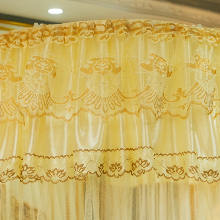 91家纺网 家纺一手货源 找家纺 舞夜盛世 2026新款u型拉幕导轨蚊帐轨道蚊帐落地宫廷蚊帐—风华正茂 风华正茂-黄色