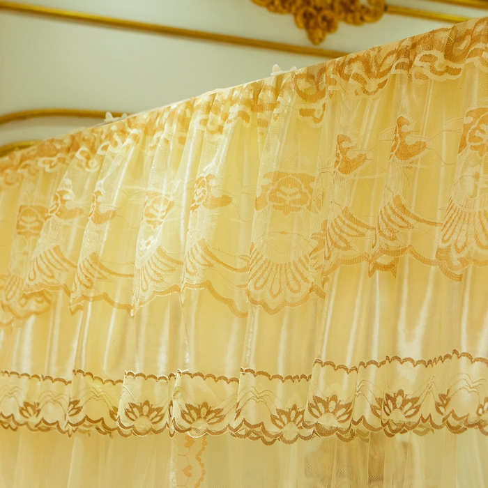 91家纺网 家纺一手货源 找家纺 舞夜盛世 2026新款u型拉幕导轨蚊帐轨道蚊帐落地宫廷蚊帐—风华正茂 风华正茂-黄色