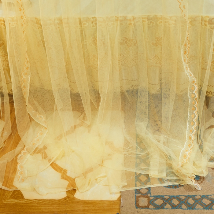 91家纺网 家纺一手货源 找家纺 舞夜盛世 2026新款u型拉幕导轨蚊帐轨道蚊帐落地宫廷蚊帐—风华正茂 风华正茂-黄色