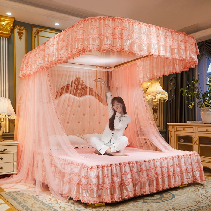 91家纺网 家纺一手货源 找家纺 舞夜盛世 2026新款u型拉幕导轨蚊帐轨道蚊帐落地宫廷蚊帐—风华正茂 风华正茂-玉色