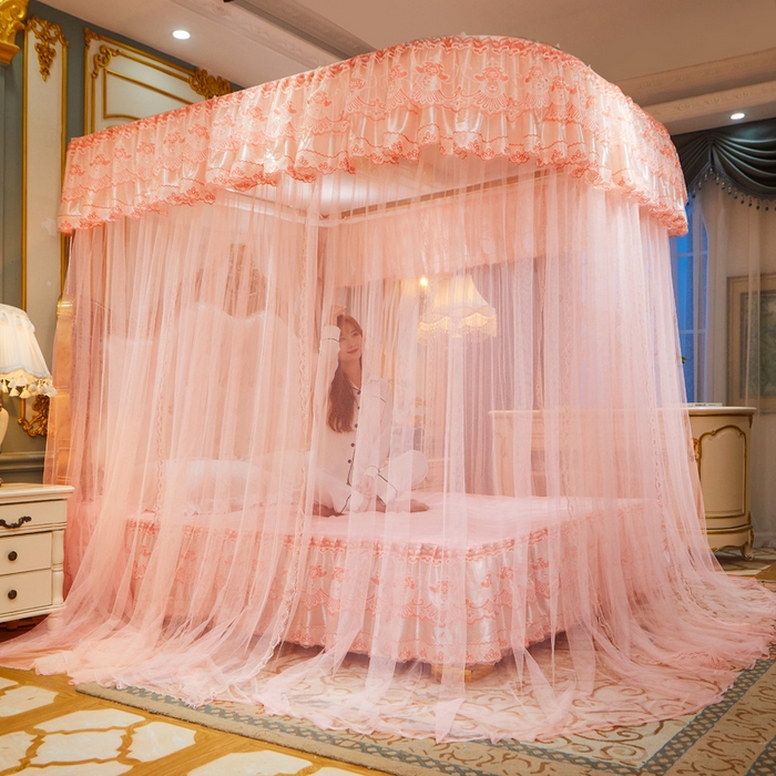 91家纺网 家纺一手货源 找家纺 舞夜盛世 2026新款u型拉幕导轨蚊帐轨道蚊帐落地宫廷蚊帐—风华正茂 风华正茂-玉色