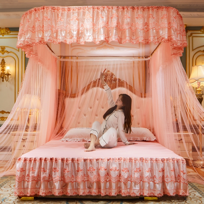 91家纺网 家纺一手货源 找家纺 舞夜盛世 2026新款u型拉幕导轨蚊帐轨道蚊帐落地宫廷蚊帐—风华正茂 风华正茂-玉色
